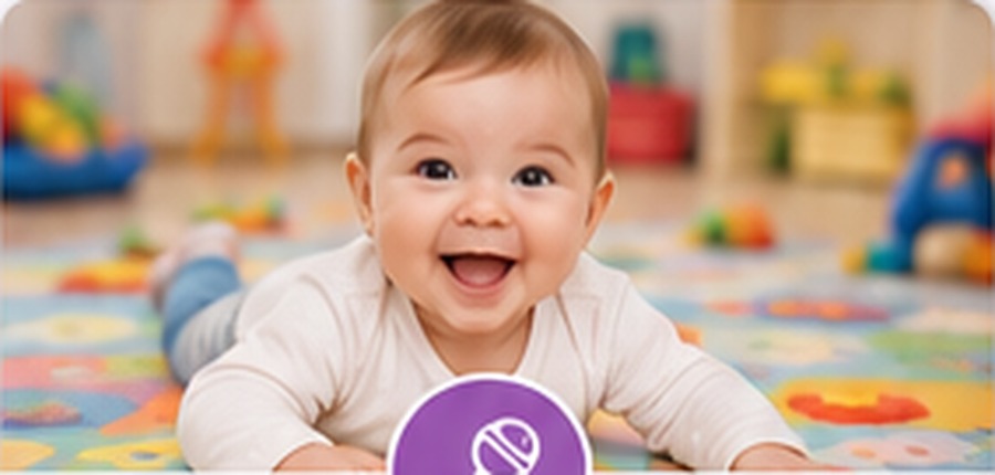 Infant in a bright childcare classroom