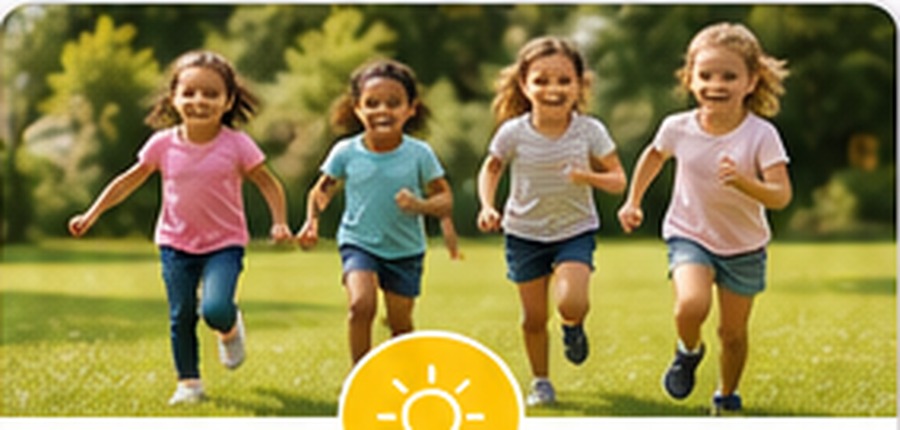 Children running outside in summer
